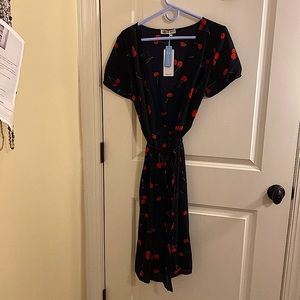 CUPSHE: Medium: Brand New mid-length navy- with cherry dress.
